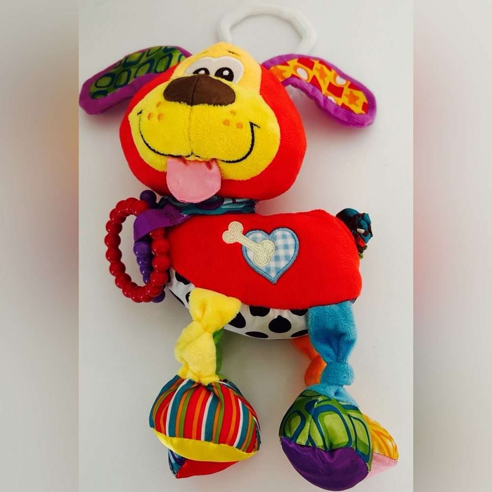 Playgro Activity Friend Pooky Puppy Plush Toy w/C-clip for strollers attachment.